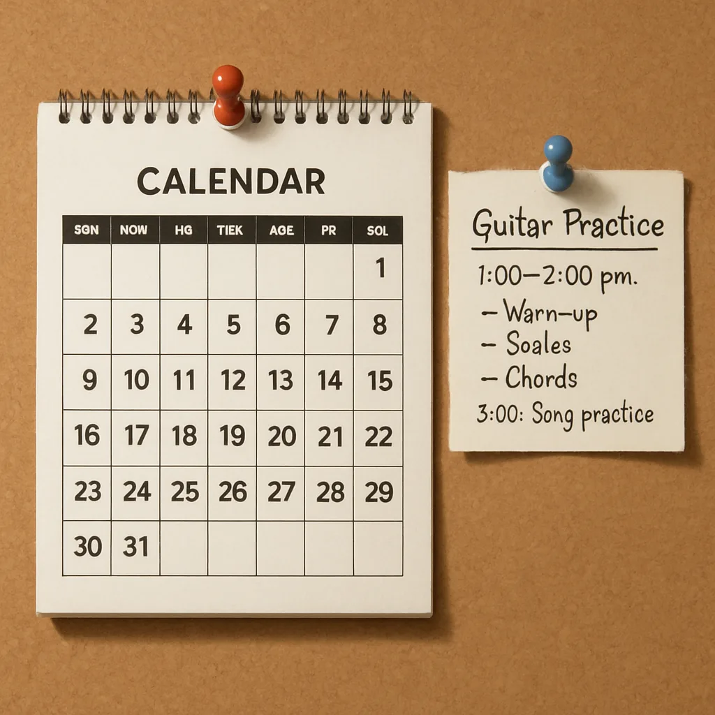 Guitar practice schedule and calendar